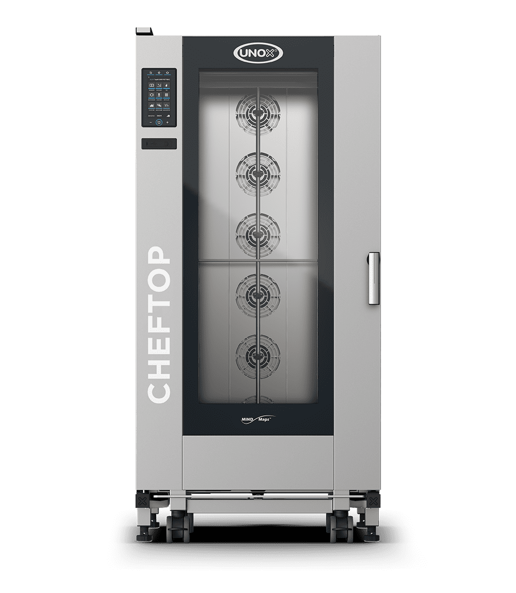 20 trays GN 2/1 Render of UNOX CHEFTOP MIND.Maps™ BIG PLUS commercial trolley combi oven XAVL-2021-NPRS.