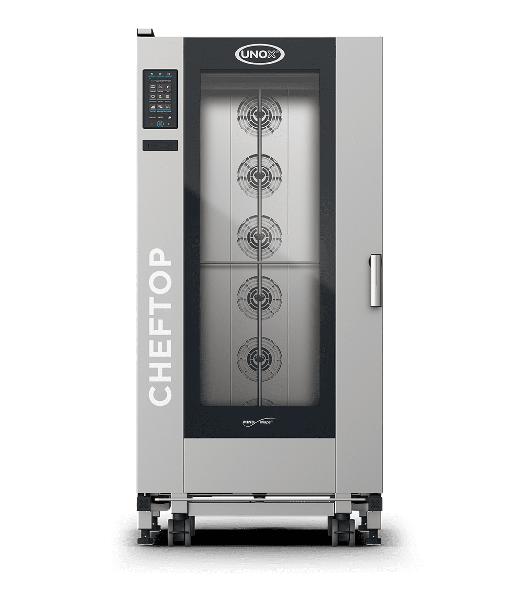 20 trays GN 2/1 Render of UNOX CHEFTOP MIND.Maps™ BIG PLUS commercial trolley combi oven XAVL-2021-HPRS.